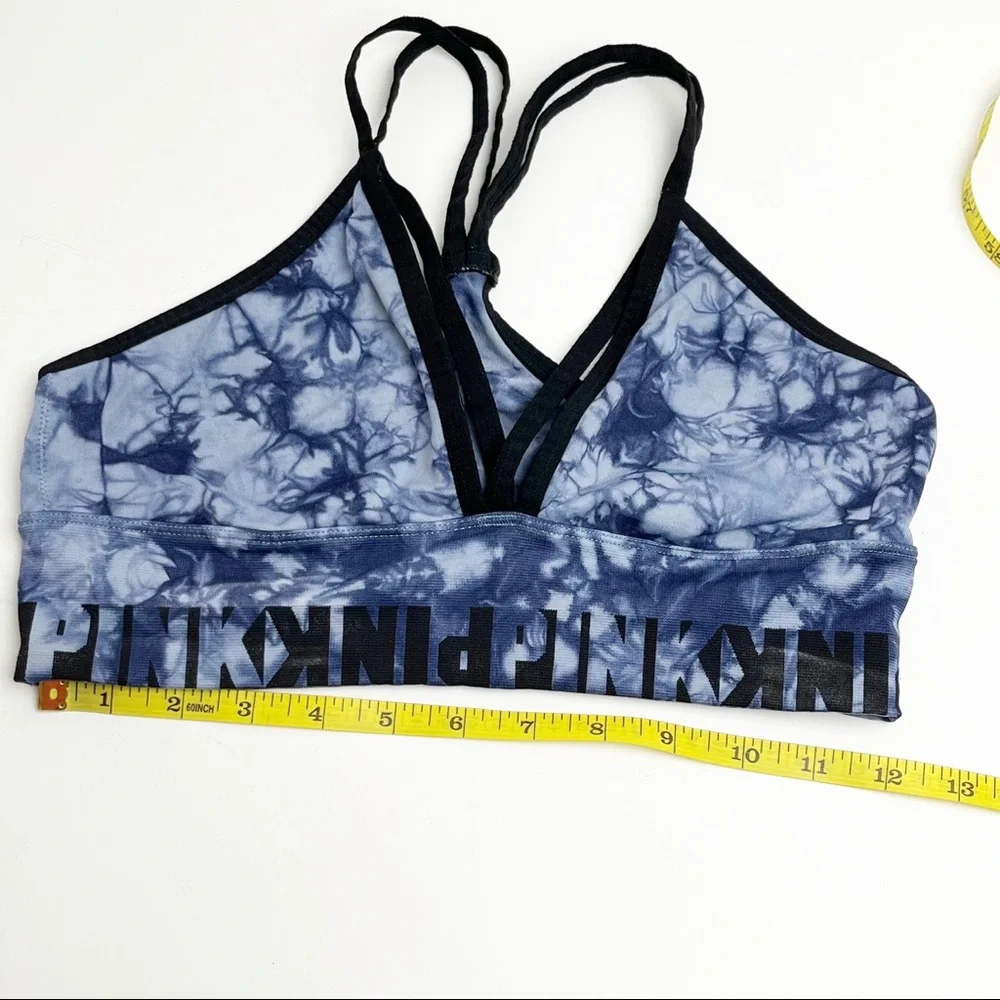 PINK VICTORIA’S SECRET Blue Marled Strappy Yoga Push Up Bralette, Size XS